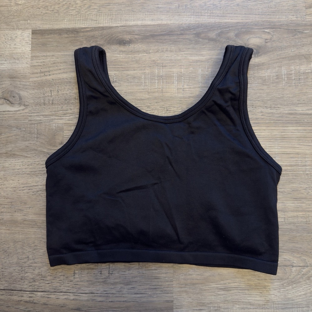 Aerie‎ Black Ribbed Sports Bra Lined Unpadded Women's Size Medium